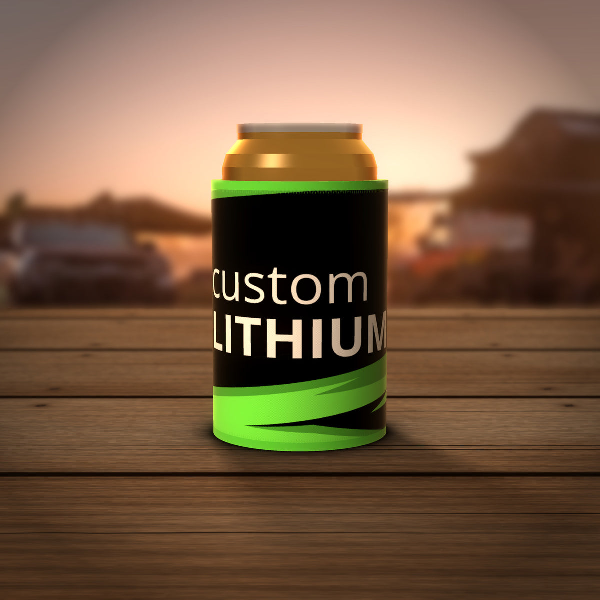 Stubby Cooler - Black/Green Lightning