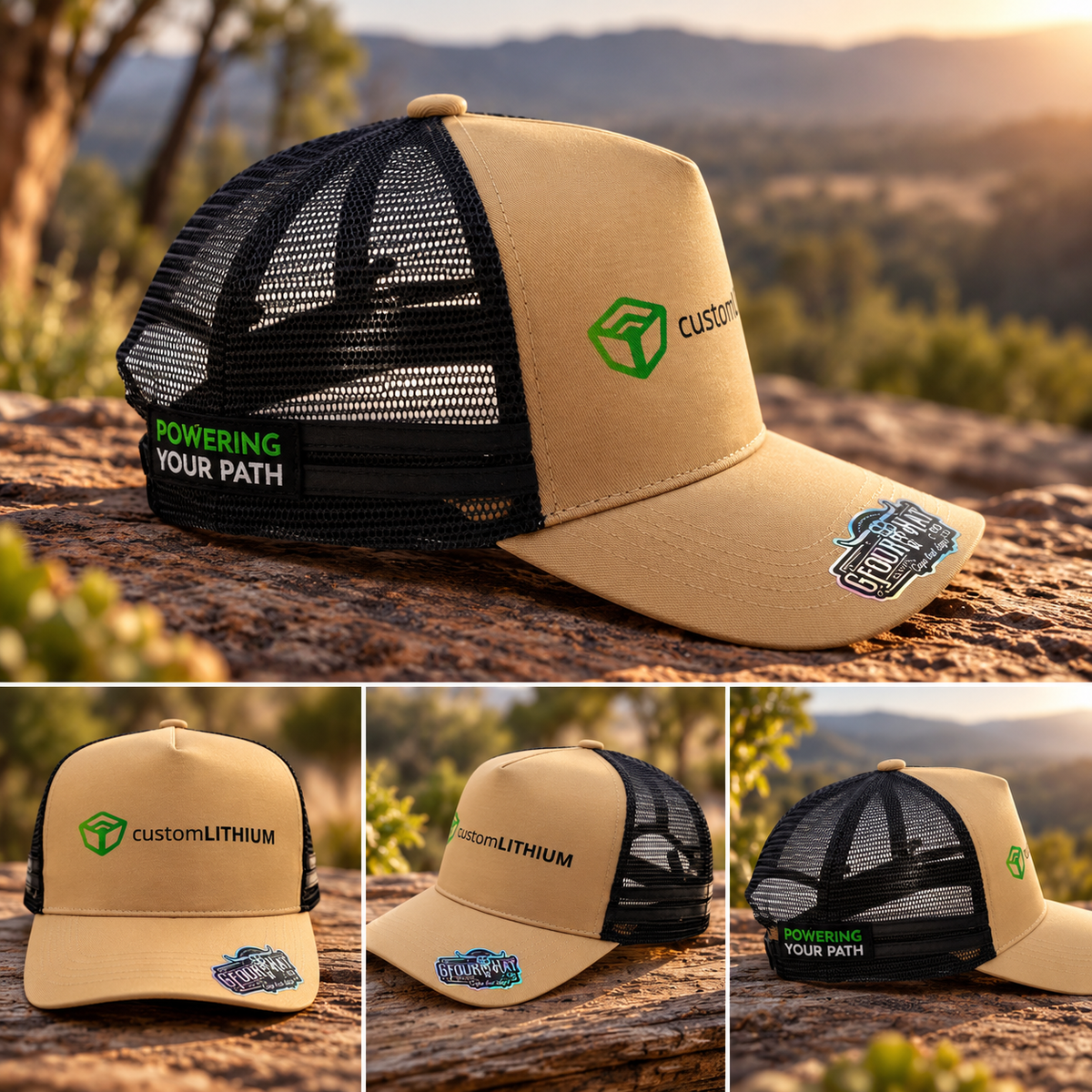 Custom Lithium Trucker Hat - Tan